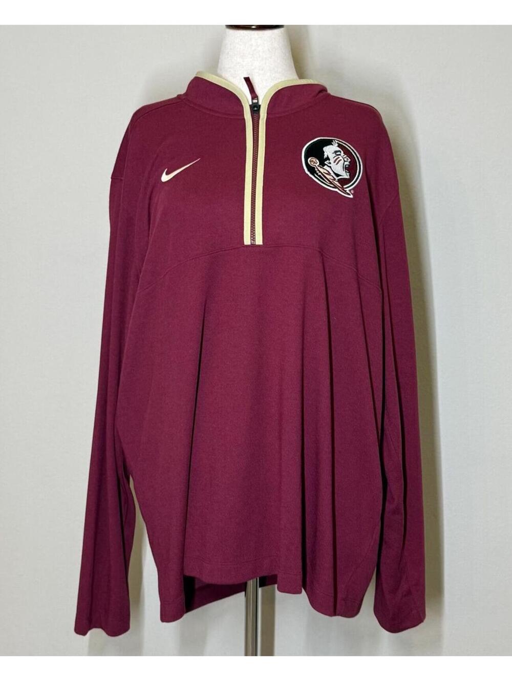 New Men's FSU Florida State Seminoles Nike Dri-Fit 1/4 Zip Pullover XL